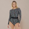 image:imageBody Glove Womens Long Sleeve Paddle One Piece Swimsuit with UPF 50Black Abloom Floral