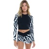 image:imageBody Glove Womens Let It Be Long Sleeve Crop Top Rashguard with UPF 50Glow Zebra Print
