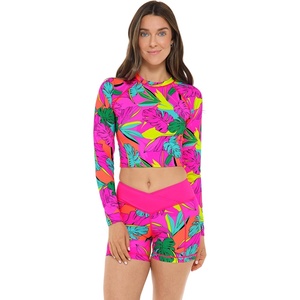 image:imageBody Glove Womens Let It Be Long Sleeve Crop Top Rashguard with UPF 50Tulum Tropic