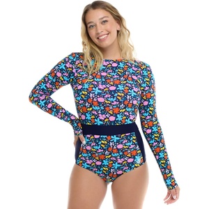 image:imageBody Glove Womens Long Sleeve Paddle One Piece Swimsuit with UPF 50Vivid Fields Floral Print