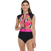 image:imageBody Glove Womens Stand Up Zip Front Paddle One Piece Swimsuit with UPF 50Canopy Tropical Brights