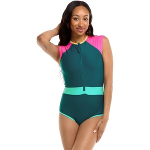 image:imageBody Glove Womens Stand Up Zip Front Paddle One Piece Swimsuit with UPF 50Kingfisher Colorblock