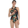 image:imageBody Glove Womens Edith Zip Front One Piece SwimsuitHamoa Black Floral