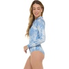image:imageBody Glove Womens Sloane Onepiece Swimsuit  Contour Shelf Bra Raglan Long Sleeves Zip Front UPF 50 Medium CoverageDenim Palm