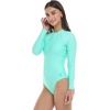 image:imageBody Glove Womens Sloane Onepiece Swimsuit  Contour Shelf Bra Raglan Long Sleeves Zip Front UPF 50 Medium CoverageSea Mist