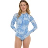 image:imageBody Glove Womens Sloane Onepiece Swimsuit  Contour Shelf Bra Raglan Long Sleeves Zip Front UPF 50 Medium CoverageDenim Palm