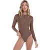 image:imageBody Glove Womens Sloane Onepiece Swimsuit  Contour Shelf Bra Raglan Long Sleeves Zip Front UPF 50 Medium CoverageLatte