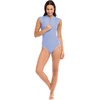image:imageBody Glove Womens Manny Zip Front CapSleeve One Piece Swimsuit with UPF 50Periwinkle