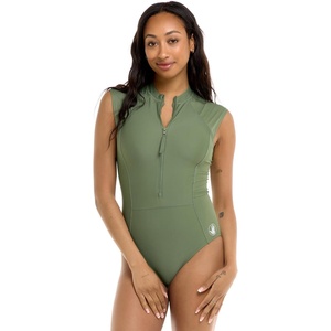 image:imageBody Glove Womens Manny Zip Front CapSleeve One Piece Swimsuit with UPF 50Cactus