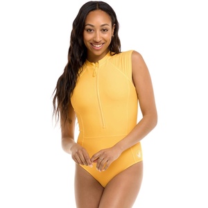 image:imageBody Glove Womens Manny Zip Front CapSleeve One Piece Swimsuit with UPF 50Canary