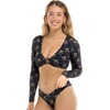 image:imageBody Glove Womens Mika Long Sleeve Crop Bikini Top Swimsuit with Keyhole FrontCayman Palm Print