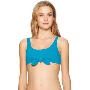 image:imageBody Glove Womens Kate Crop Bikini Top Swimsuit with Front TieNeon Blue