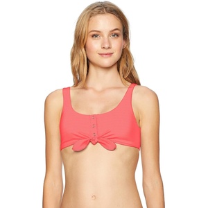 image:imageBody Glove Womens Kate Crop Bikini Top Swimsuit with Front TieNeon Pink