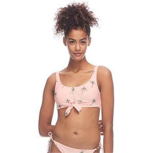 image:imageBody Glove Womens Kate Crop Bikini Top Swimsuit with Front TieRio Dusty Pink Ribbed Print
