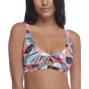 image:imageBody Glove Womens May Bikini Top Swimsuit with Peekaboo Front Bow DetailLost Coral Leaf Print