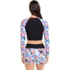 image:imageBody Glove Womens Let It Be Long Sleeve Crop Top Rashguard with UPF 50Miami Palm Tree Print