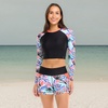 image:imageBody Glove Womens Let It Be Long Sleeve Crop Top Rashguard with UPF 50Miami Palm Tree Print