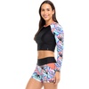 image:imageBody Glove Womens Let It Be Long Sleeve Crop Top Rashguard with UPF 50Miami Palm Tree Print