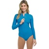 image:imageSmoothies Chanel Solid Long Sleeve Zip Front One Piece Paddle Swimsuit with UPF 50