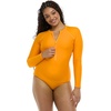 image:imageSmoothies Chanel Solid Long Sleeve Zip Front One Piece Paddle Swimsuit with UPF 50 Apricot