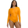 image:imageSmoothies Chanel Solid Long Sleeve Zip Front One Piece Paddle Swimsuit with UPF 50 Apricot