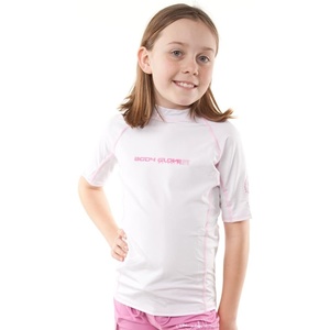 image:imageBody Glove Basic Deluxe Juniors Short Sleeve Lycra Rashguard ShirtWhitePink