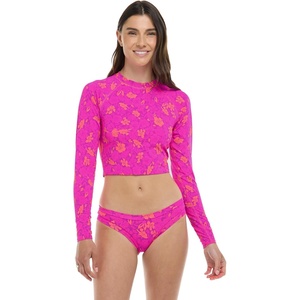 image:imageBody Glove Womens Let It Be Long Sleeve Crop Top Rashguard with UPF 50Puako Hawaiin Floral