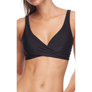 image:imageBody Glove Womens Smoothies Orla Solid Hidden Uw Bikini Top Swimsuit with Crossover NecklineSmoothie Black