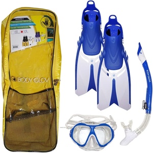 image:imageBody Glove Adults Snorkel Set with Travel Bag Tempered Glass Diving Mask Silicone Goggle Swimming Fins Free Breathing AntiLeak Dry Top Flex Tube for Snorkeling Swimming Scuba DivingSmallMedium