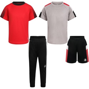 image:imageBody Glove Clothes Boys 4Piece Active Pant Set with 2 Short Sleeve Tees Jogger Pants amp Shorts Everyday Outfit Sizes 2T12Gray Red