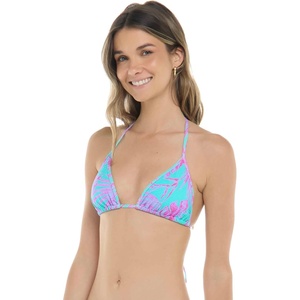 image:imageEvelyn Fixed Triangle Bikini Top Swimsuit with Adjustable 2way Back DetailAzores Blue Leaf Print
