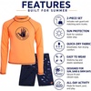 image:imageBody Glove Boys 2 Piece Swim Set Rash Guard amp Swim Trunks Sizes 412  UPF 50 Sun Protection QuickDry Lightweight Fabric for Beach and Pool Days Matching Print Stretch Comfort Fit for KidsOrange Sharks