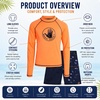 image:imageBody Glove Boys 2 Piece Swim Set Rash Guard amp Swim Trunks Sizes 412  UPF 50 Sun Protection QuickDry Lightweight Fabric for Beach and Pool Days Matching Print Stretch Comfort Fit for KidsOrange Sharks