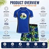 image:imageBody Glove Boys 2 Piece Swim Set Rash Guard amp Swim Trunks Sizes 412  UPF 50 Sun Protection QuickDry Lightweight Fabric for Beach and Pool Days Matching Print Stretch Comfort Fit for KidsRoyal Blue Palm Trees