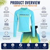 image:imageBody Glove Boys 2 Piece Swim Set Rash Guard amp Swim Trunks Sizes 412  UPF 50 Sun Protection QuickDry Lightweight Fabric for Beach and Pool Days Matching Print Stretch Comfort Fit for KidsTurquoiseGreen Dots