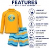 image:imageBody Glove Boys 2 Piece Swim Set Rash Guard amp Swim Trunks Sizes 412  UPF 50 Sun Protection QuickDry Lightweight Fabric for Beach and Pool Days Matching Print Stretch Comfort Fit for KidsOrange Turquoise