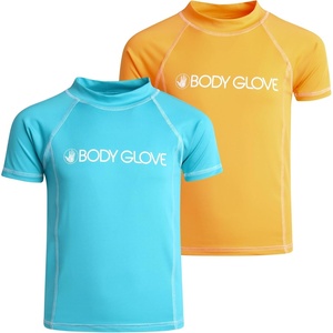 image:imageBody Glove Toddler and Baby Boys Swim Shirt 2 Pack UPF 50 Rash Guard 2T5T  Sizes Run Small Consider Sizing Up QuickDry Fabric and UPF 50 Sun Protection Keep Little Swimmers Comfortable OutdoorsAquaOrange