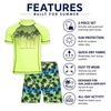 image:imageBody Glove Boys 2 Piece Swim Set Rash Guard amp Swim Trunks Sizes 412Green NeonPalm Trees