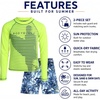image:imageBody Glove Boys 2 Piece Swim Set Rash Guard amp Swim Trunks Sizes 412Yellow Blue Surfer
