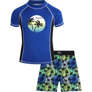 image:imageBody Glove Boys 2 Piece Swim Set Rash Guard amp Swim Trunks Sizes 412Royal Blue Palm Trees
