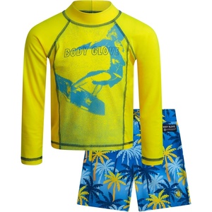 image:imageBody Glove Boys 2 Piece Swim Set Rash Guard amp Swim Trunks Sizes 412Yellow Surf