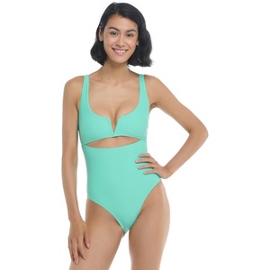 image:imageBody Glove Womens Smoothies Eli Solid One Piece Swimsuit with VWire NecklineSea Mist